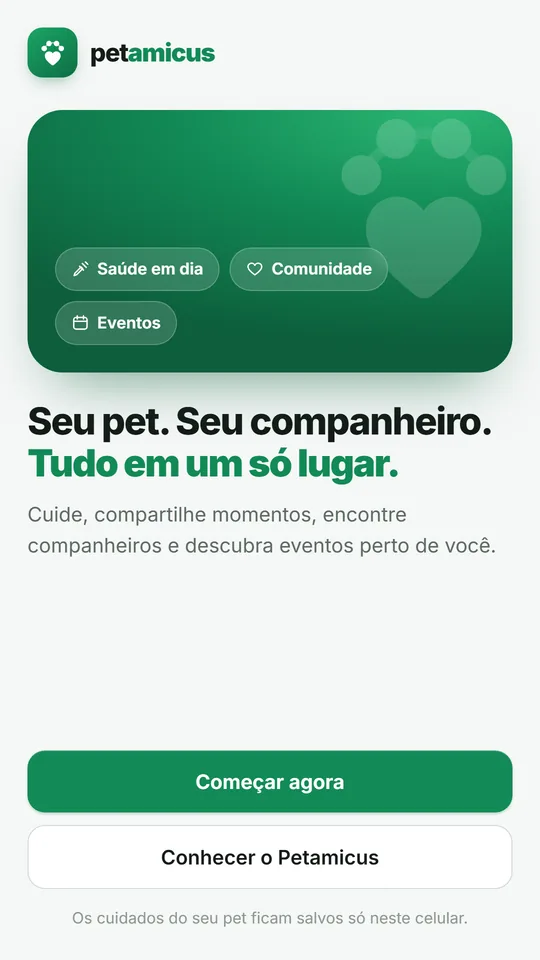 Tela de início do Petamicus